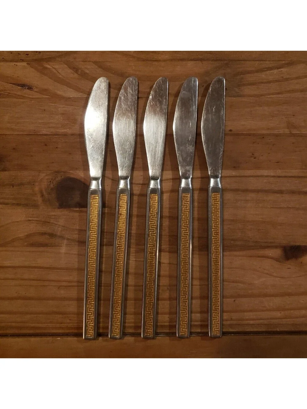 5 Noritake EROS GOLD Stainless 18-8 Dinner Knife Japan Silverware Flatware